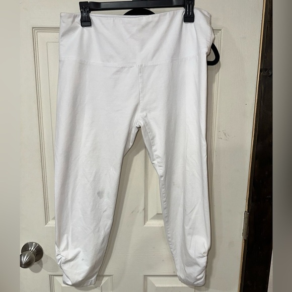 Soft Surroundings White Capri Pants Elastic Ruched Large - Picture 1 of 2